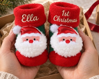 Custom Name Baby Christmas Socks, Baby’s First Christmas Keepsake,Personalized Newborn Christmas Gift,My First Christmas Baby Socks