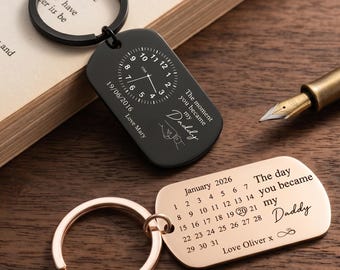 Personalized Daddy Keychain,Engraved New Dad Gift,Custom First Father's Day Present,Baby Shower Gift for Him,Daddy and Me Keepsake,dad gifts