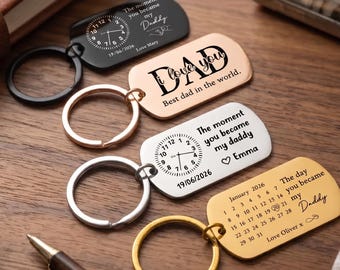 Personalized Daddy Keyring,The Moment You Became My Daddy,First Father’s Day Gift,Gift for Daddy,Birthday Gifts for Daddy Mummy Grandpa