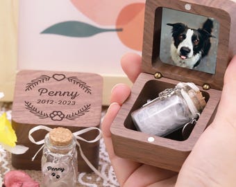 Custom Engraved Pet Memorial Box, Wooden Pet Ashes Keepsake,Personalized Cat and Dog Sympathy Gift,Pet Fur Memorial,Heartfelt Pet Loss Gift