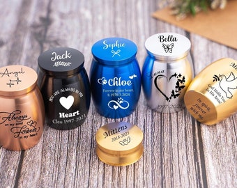 Custom Pet Cremation Urn - Engraved Mini Urn for Dog Ashes, Paw Print Memorial, Small Funeral Urn, Personalized Pet Loss Gift