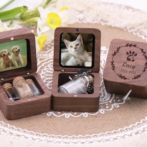 Handgefertigtes hölzernes Haustier-Denkmal, kundenspezifische Haustier-Asche-Andenken, personalisiertes Katzen- und Hundeverlustgeschenk, Haustier-Fell-Gedenk-Andenken, Haustier-Beileidgeschenk