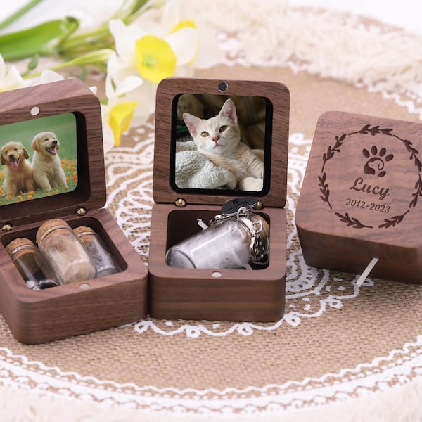 Handcrafted Wooden Pet Memorial,Custom Pet Ashes Keepsake Box,Personalized Cat and Dog Loss Gift,Pet Fur Memorial Keepsake,Pet Sympathy Gift