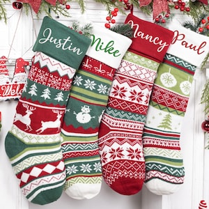 2025 Personalized Christmas Stocking,Embroidered Family Knit Stocking,Custom Name Xmas Stocking,Xmas Stockings For Family,Holiday Decor