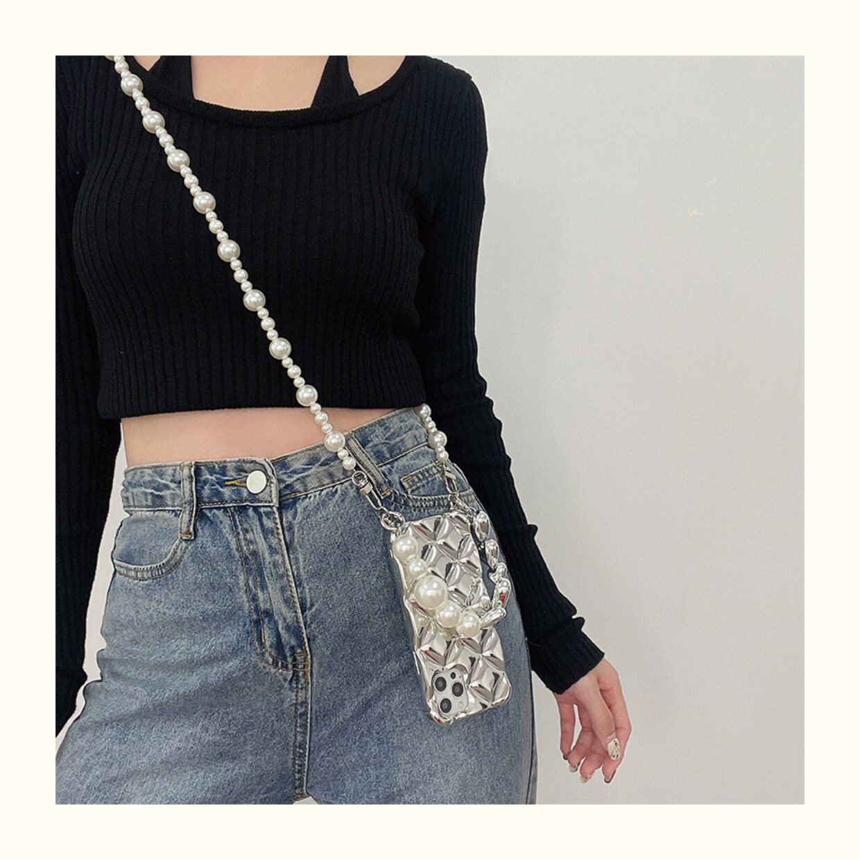 Crossbody Phone Caseiphone Case With Long Chain Strapchain Etsy UK