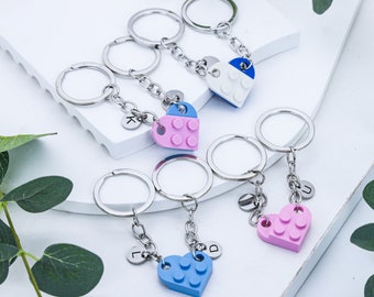 Custom Heart Keyring with Custom Colours，Personalized Colorful Heart Matching Keychain，Personalized key chain Gifts for Her him  loved One