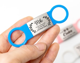 Personalized Silent Dog Tags–Custom Engraved Silicone and Metal Slide-On Pet ID Tags for Dog and Cat, Unique Dog Name Tag with Address Phone