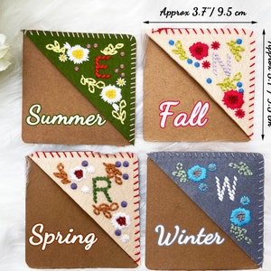 Marcapáginas de esquina personalizado bordado a mano con 26 letras de fieltro, página triangular, nombre cosido, regalo para amantes de los libros