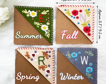 Personalized Hand Embroidered Corner Bookmark 26 Letters Felt Triangle Page Stitched Name Corner Bookmark Book Corner Book Lover Gift