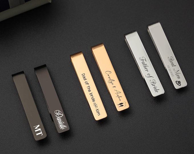 Personalized Men's Tie Bar Custom Engraved Tie Bar Stainless Steel Tie Clip Father's Day Gift Personalized Gift for Men Wedding, Anniversary
