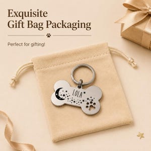 Placa de identificación personalizada para perros, placas de identificación con forma de hueso, placas de identificación para perros, placa para collar de perro, placa de identificación para cachorros, placa de identificación personalizada de acero inoxidable para mascotas. imagen 4