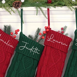 Customized Family Christmas Stockings, Knit Embroidered Stocking, Personalized Christmas Gift, Name Holiday Sock, Monogram Stocking