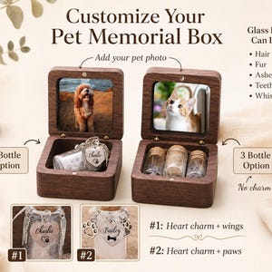 Individuell gravierte Haustier-Gedenkbox, Andenken aus Holz aus Haustierasche, personalisiertes Beileidgeschenk für Katzen und Hunde, Haustierfell-Denkmal, herzliches Geschenk für Haustierverlust Bild 6