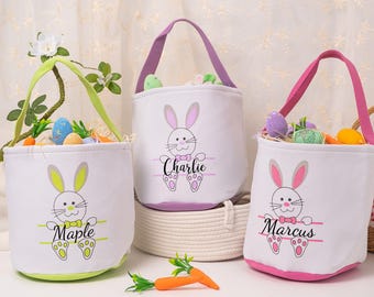 Easter basket personalized,Easter Bucket with Name, Monogram Easter Bag, Custom Name Basket, Bunny Bag, Gifts for Kids ,Easter Basket ideas