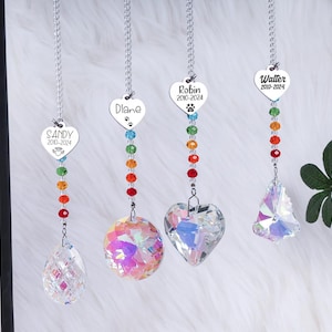 Atrapasol de cristal conmemorativo para mascotas, regalo personalizado para el duelo de una mascota, regalo conmemorativo de atrapasol, regalo de puente arcoíris con prisma de cristal colgante