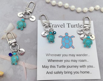 Personalised turtle keychain,turtle keyring,Personalised Gift,travel turtle bag charm,good luck charm Mom's gift,sea turtle lover gift ideas