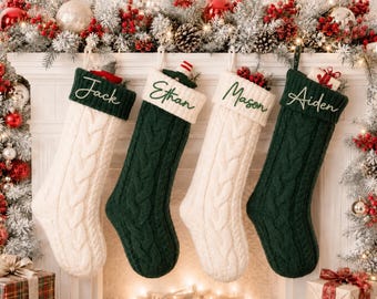 Personalized Embroidered Knit Christmas Stockings, Family Holiday Item