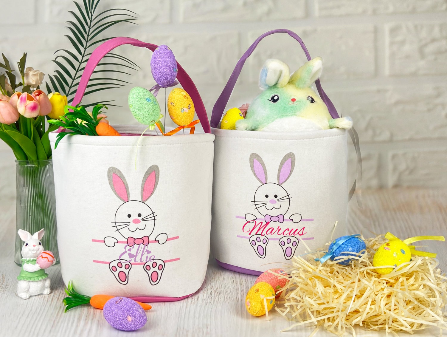 Easter basket personalized,Easter Bucket with Name, Monogram Easter Bag, Custom Name Basket, Bunny Bag, Gifts for Kids ,Easter Basket ideas
