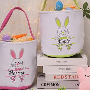 Personalisierter Ostern Korb, Kinder Ostern Eimer, Monogramm Ostern Tasche, Hase Korb, Mädchen Jungen Ostern Geschenke, Korb mit Namen, Ostern Geschenke Tasche