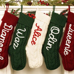 Gepersonaliseerde kerstsokken, familiekerstsok, monogramsok, gebreide kousen met naam, decoratie voor feestdagen, vakantiesokken