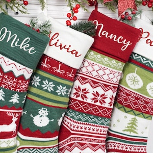 Embroidered Christmas Stocking 2025,Knitted Family Stockings With Name,Xmas Holiday Decor Stocking,Christmas Gift,Holiday Decor Gift