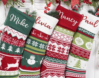 Embroidered Christmas Stocking 2026,Knitted Family Stockings With Name,Xmas Holiday Decor Stocking,Christmas Gift,Holiday Decor Gift