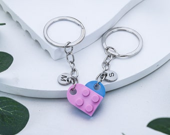 Personalized Initial Heart Keychain Set,Initials Matching keychains for her/ Friend/Couple ,Personalisation Couple Boyfriend Girlfriend Gift