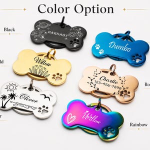 Placa de identificación personalizada para perros, placas de identificación con forma de hueso, placas de identificación para perros, placa para collar de perro, placa de identificación para cachorros, placa de identificación personalizada de acero inoxidable para mascotas. imagen 12