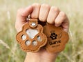 Custom Leather Pet Hair Memorial Keychain, Engraved Paw Print Keepsake, Durable Pet Fur Holder Keyring, Thoughtful Pet Loss Remembrance Gift product logo