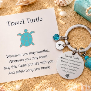 Portachiavi a forma di tartaruga marina a tema viaggio, portachiavi a forma di tartaruga da viaggio, regalo personalizzato, regalo di Natale, portafortuna per il viaggio, ciondolo per borsa a forma di tartaruga