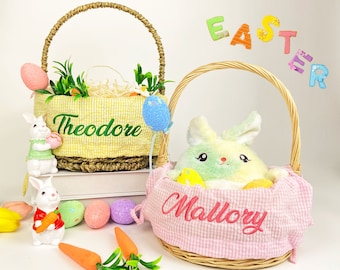 Custom Easter Basket Liners,Personalized Seersucker Easter Basket Liners with Name, Girl  Baby Easter Basket,Kids Easter Basket Liner Gifts