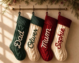 Dog Bone Stockings with Name,Family Christmas Stocking, 2026 Christmas Stockings,Personalized Pet Christmas Stockings,Knitted Dog Stockings