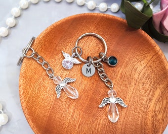 Angel key ring gift,angel bag charm,good luck charm mom's gift,Guardian angel Keychain,Guardian Angel for Health,Strength,Thank for You Gift