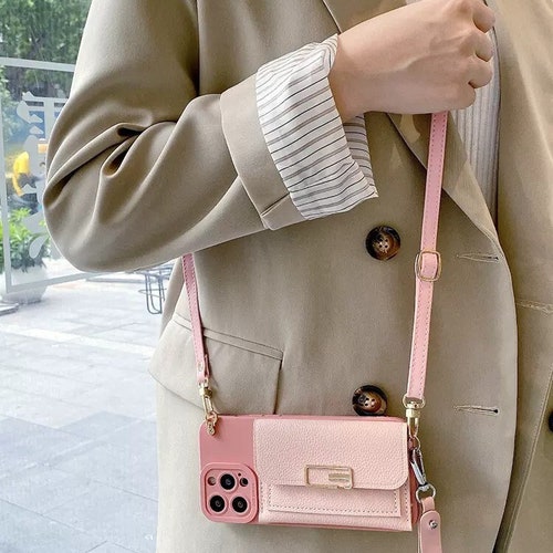 Crossbody Phone Casepu Leather Iphone Case With Long Etsy