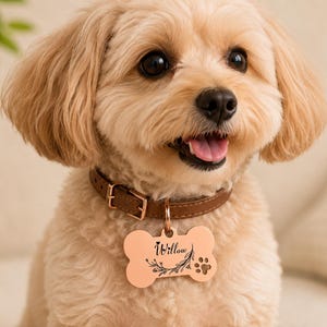 Placa de identificación personalizada para perros, placas de identificación con forma de hueso, placas de identificación para perros, placa para collar de perro, placa de identificación para cachorros, placa de identificación personalizada de acero inoxidable para mascotas. imagen 3