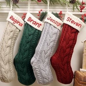 2024 Personalized Christmas Stockings,Embroidered Knit Christmas Stockings,Family Stockings with Name,Holiday Stockings,2024 Christmas Gift