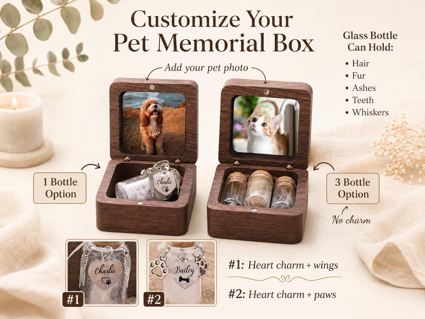 Handcrafted Wooden Pet Memorial,custom Pet Ashes Keepsake Box