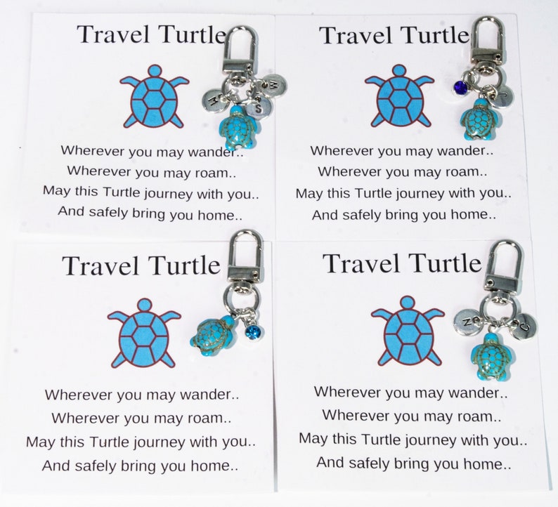 Personalised turtle keychain,turtle keyring,Personalised Gift,travel turtle bag charm,good luck charm Mom's gift,sea turtle lover gift ideas image 2