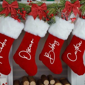 Personalized Christmas Stockings 2024,Custom Name Stocking,Red Plush Xmas Stocking,Holiday Decor,Family Christmas Stocking,Monogram Stocking