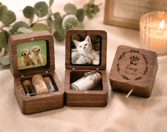 Handcrafted Wooden Pet Memorial,Custom Pet Ashes Keepsake Box,Personalized Cat and Dog Loss Gift,Pet Fur Memorial Keepsake,Pet Sympathy Gift