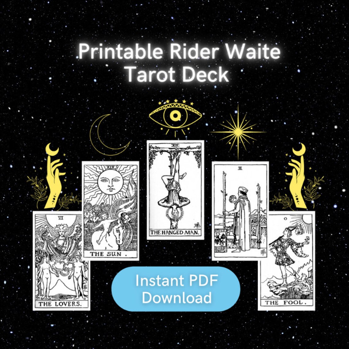 Printable Rider Waite Tarot Card Deck PDF Instant Download - Etsy UK