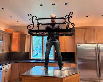 Rustic Ceiling Mounted Pot Rack