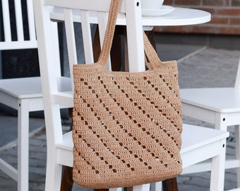 Crochet Bag Pattern, Raffia Bag, Tote Bag, Diagonal Bag, PDF Download file