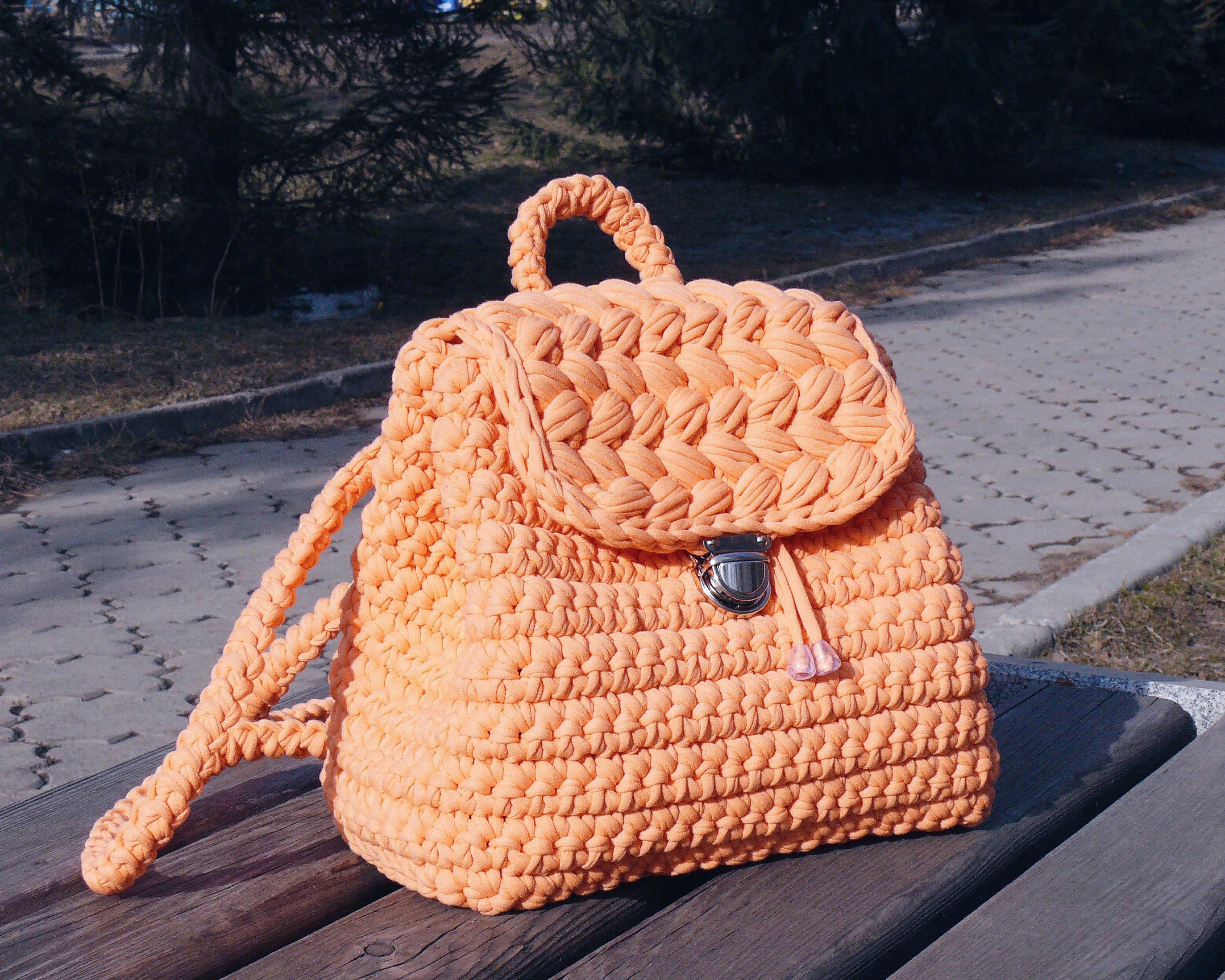 Premium Quality Crochet Todler Backpack / Tshirt Yarn Bag