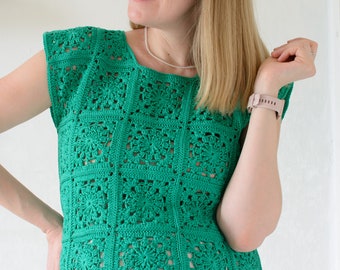 Crochet Top Pattern, Granny Square Top for Women, PDF Download file