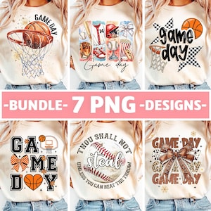 Game Day PNG Bundle, Baseball Png, Basketball Png, Football Png, Retro Game Day Bundle Png, Game Day Bow Png, Game Day Sublimation Designs