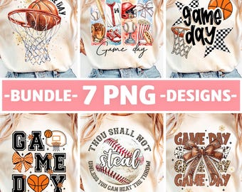Game Day PNG-bundel, Honkbal Png, Basketbal Png, Voetbal Png, Retro Game Day Bundel Png, Game Day Bow Png, Game Day-sublimatieontwerpen