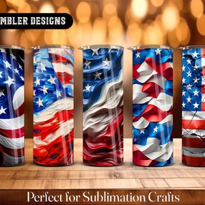 Amerikanische Flagge Bundle Tumbler PNG Sublimationsdesigns, US Flagge Tumbler Bundles 20oz Skinny Design Png, Vaterländische Tumbler Geschenkverpackung für Papa