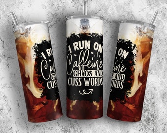 3D-Kaffeebecher-Sublimationsdesign, lustiges Zitat-Tumbler-Verpackung, Koffeinbecher-Digital-Designs PNG, Sublimations-Tumbler PNG-Zitat