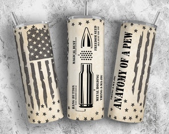 Anatomie eines Pew Tumbler Sublimationsdesign PNG Download, 20 Unze Skinny USA Tumbler Wrap